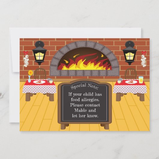 Pizzeria Fire geroosterde Pizza Party Allergieën U Kaart (Achterkant)