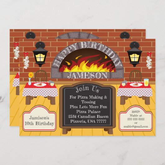 Pizzeria Fire geroosterde Pizza Party Allergieën U Kaart (Voorkant / Achterkant)