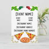 Pizzeria gebeurtenissen en inauguratie kaart (Staand voorkant)