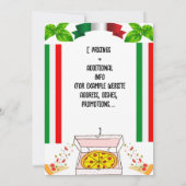 Pizzeria gebeurtenissen en inauguratie kaart (Achterkant)