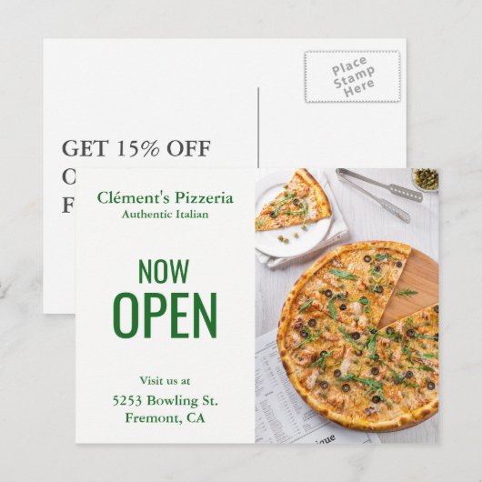 Pizzeria Opening | Nu geopend | Direct mail Briefkaart (Voorkant / Achterkant)