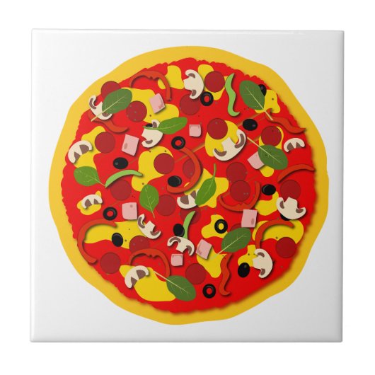 Pizzeria Pepperoni Pizza Kleurrijk Tegeltje (Voorkant)