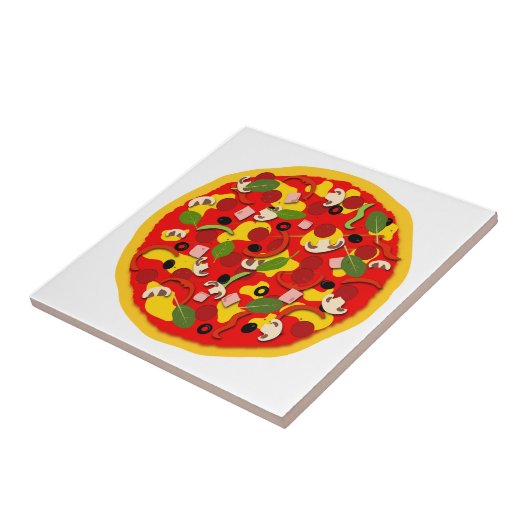 Pizzeria Pepperoni Pizza Kleurrijk Tegeltje (Zijkant)