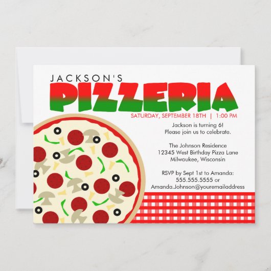 Pizzeria Pizza Feest Uitnodiging (Voorkant)
