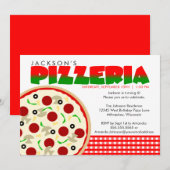 Pizzeria Pizza Feest Uitnodiging (Voorkant / Achterkant)