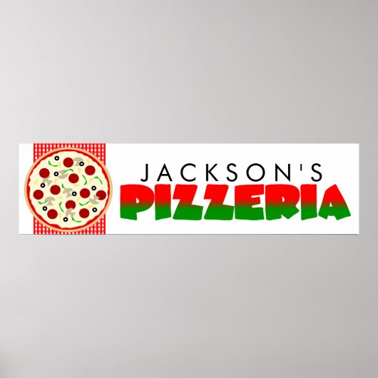Pizzeria Pizza Party Banner Poster (Voorkant)