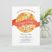 Pizzeria Pizza Party Kids Birthday Uitnodiging (Staand voorkant)