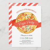 Pizzeria Pizza Party Kids Birthday Uitnodiging (Voorkant / Achterkant)