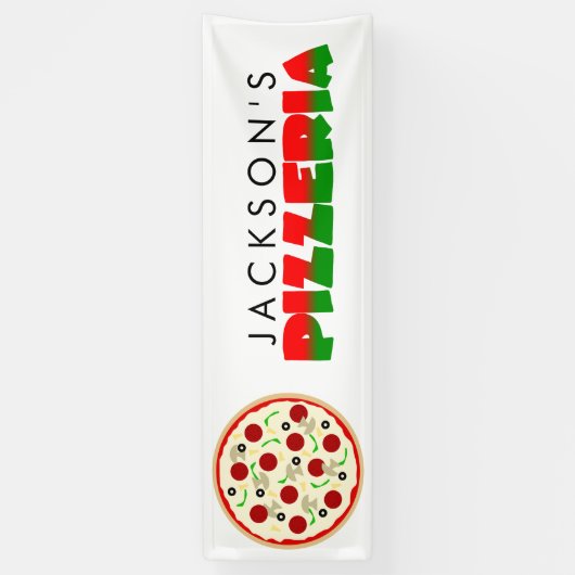 Pizzeria Pizza Verjaardagsfeest Spandoek (Verticaal)