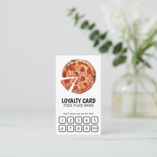 Pizzeria QR Code Eenvoudige Loyaliteit Kaart Klantenkaartje (Staand voorkant)
