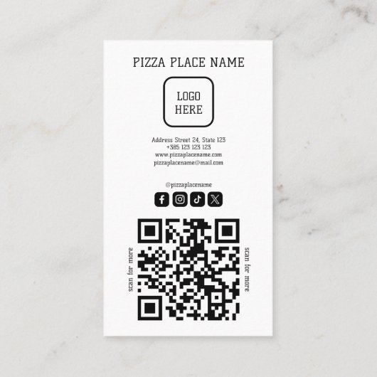 Pizzeria QR Code Eenvoudige Loyaliteit Kaart Klantenkaartje (Achterkant)