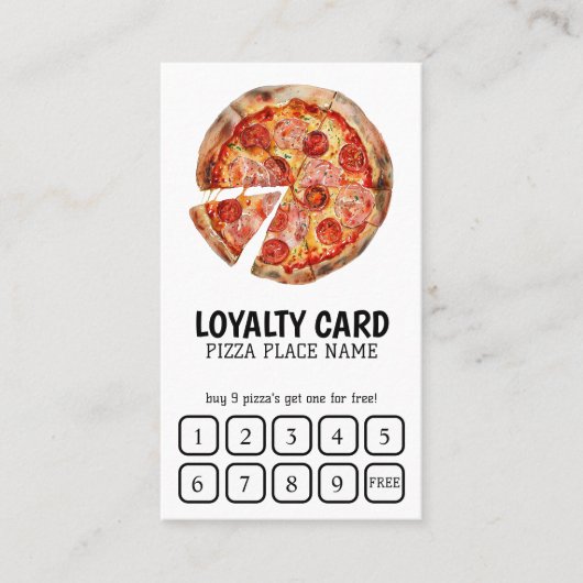 Pizzeria QR Code Eenvoudige Loyaliteit Kaart Klantenkaartje (Voorkant)