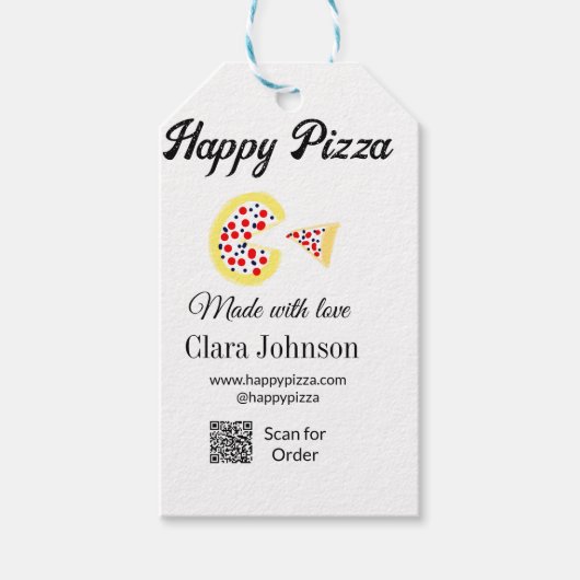 Pizzeria restaurant cafe scan QR-code bestelling  Cadeaulabel (Voorkant)