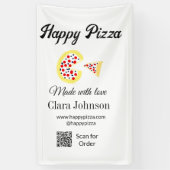 Pizzeria restaurant cafe scan QR-code bestelling  Spandoek (Verticaal)