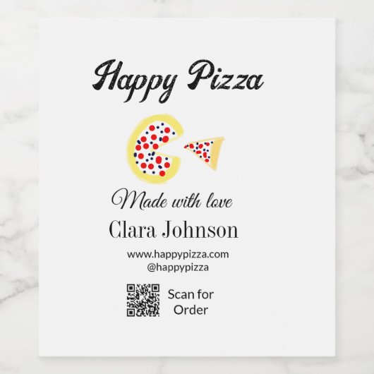 Pizzeria restaurant cafe scan QR-code bestelling  Wijn Etiket (Enkel label)