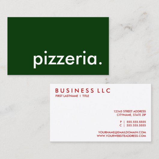 pizzeria. visitekaartje (Voorkant / Achterkant)