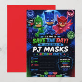 Pj Mask uitnodiging (Voorkant / Achterkant)