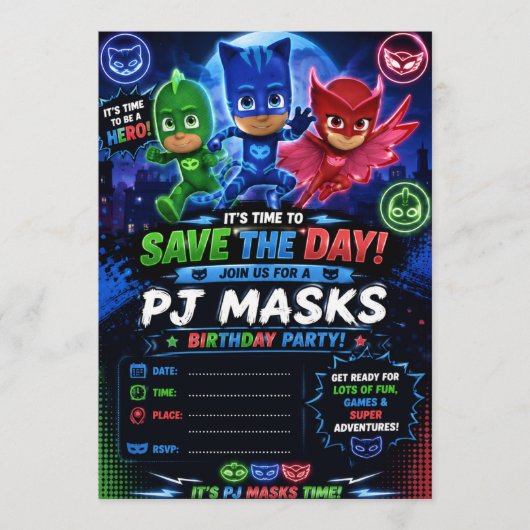 Pj Mask uitnodiging (Voorkant)