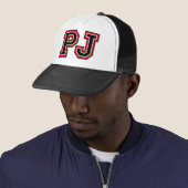 'PJ'-monogram Trucker Pet (In situ)