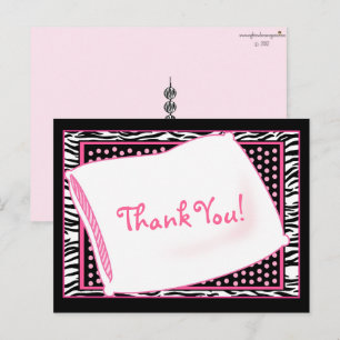 PJ Party Bedankt in Pinks Briefkaart