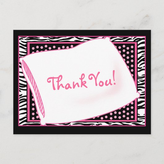 PJ Party Bedankt in Pinks Briefkaart (Voorkant)