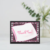 PJ Party Bedankt in Pinks Briefkaart (Staand voorkant)