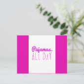 Pjamas de hele dag wordt 'n klein citaat uit het m briefkaart (Staand voorkant)