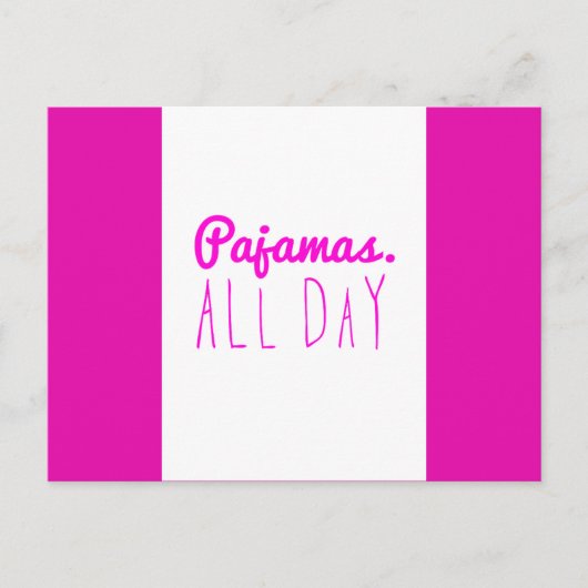Pjamas de hele dag wordt 'n klein citaat uit het m briefkaart (Voorkant)