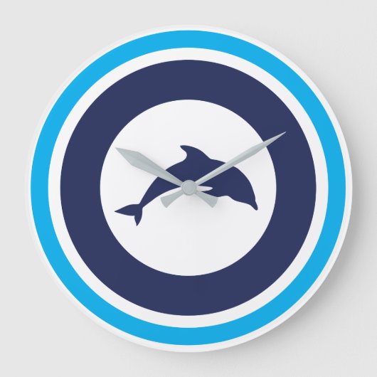 PJK 10.75" Round Acrylic Wall Clock / dolphin Grote Klok (Voorkant)