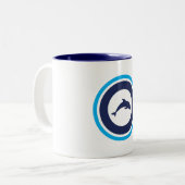 PJK 11oz Mug / dolphin logo / blue inside Tweekleurige Koffiemok (Voorkant links)