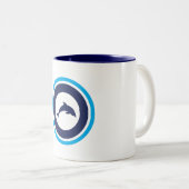 PJK 11oz Mug / dolphin logo / blue inside Tweekleurige Koffiemok (Voorkant rechts)