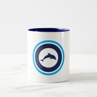 PJK 11oz Mug / dolphin logo / blue inside Tweekleurige Koffiemok