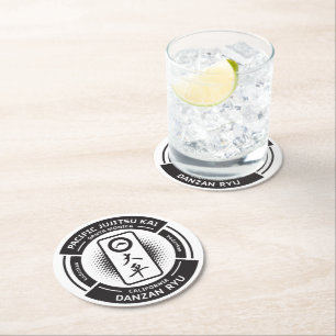 PJK 4" Ronde Onderzetters - 6 stuks / zwart logo