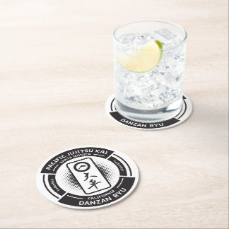 PJK 4" Ronde Onderzetters - 6 stuks  / zwart logo