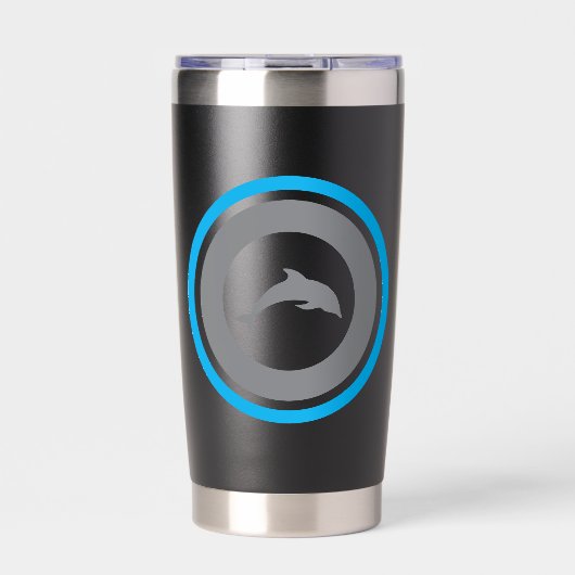 PJK Black 20oz Thermal Tumbler / dolphin & logo Geïsoleerde Drinkbeker (Voorkant)