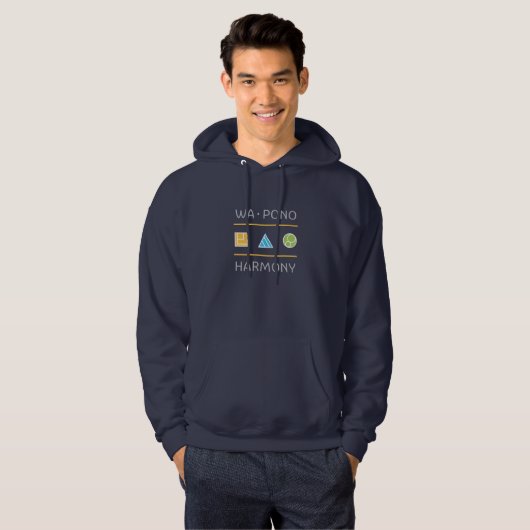 PJK Men's Navy Pullover Hoodie / WPH & kanji (Voorkant volledig)