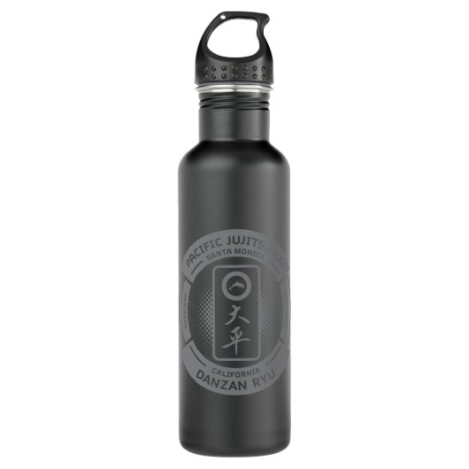 PJK Water Fles/grijze logo op zwart Waterfles (Voorkant)