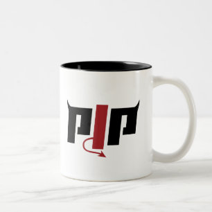 PJP Horn Logo - Pierce Jackson Productions Merchan Tweekleurige Koffiemok