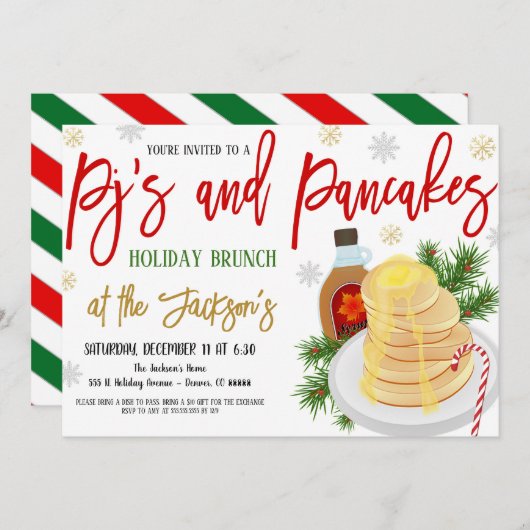 Pjs en Pannenkoeken Vakantie uitnodiging (Voorkant / Achterkant)
