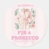 Pjs en Prosecco Bachelorette Ronde Sticker (Voorkant)