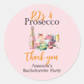 Pjs en Prosecco Pink Spa vrijgezellenfeest Ronde Sticker (Voorkant)
