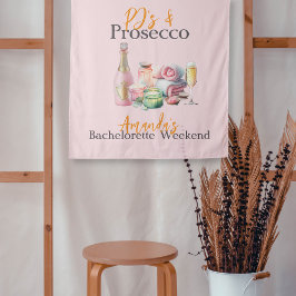 Pjs en Prosecco Pink Spa vrijgezellenfeest Wandkleed