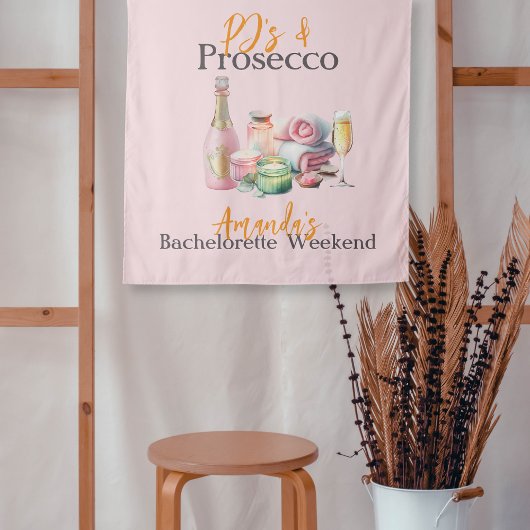 Pjs en Prosecco Pink Spa vrijgezellenfeest Wandkleed
