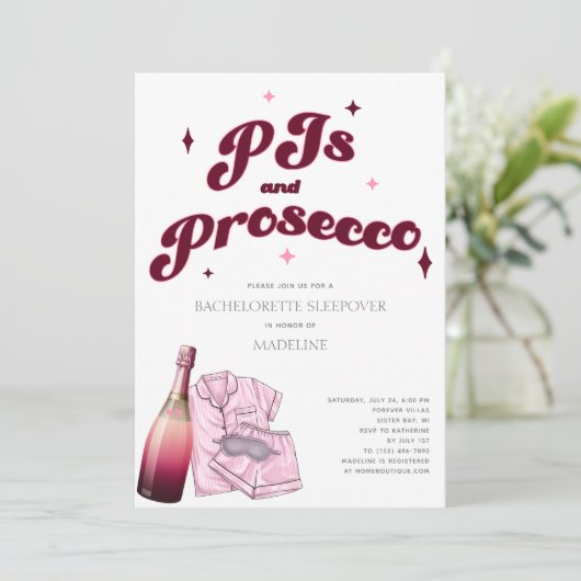 PJ's en Prosecco pyjama's vrijgezellenfeest Kaart (Staand voorkant)