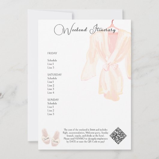 PJ's Prosecco Pyjama Party Bachelorette Weekend Kaart (Achterkant)