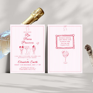 PJ's, Spint & Prosecco Cat Pajama Party Invitation Kaart