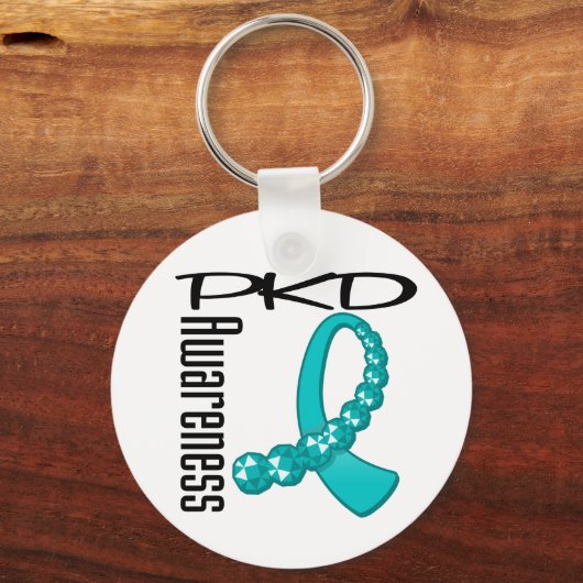 PKD Awareness Gemstone Ribbon Sleutelhanger (Voorkant)