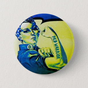 PKD WARRIOR VROUW - Awareness Retro Tattoo Fun Ronde Button 5,7 Cm