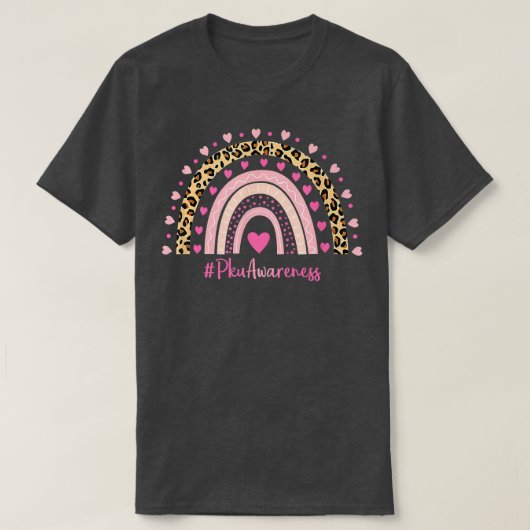 Pku Awareness Pink Heart Leopard Rainbow Pku Warri T-shirt (Design voorkant)