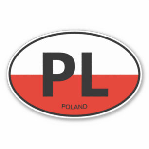 PL landcode Poolse vlag ovale vinyl auto Sticker